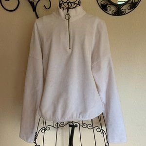 Arizona Jean Co. Women's size Large White Ribbed Velour Feel 1/2 Zip Pullover